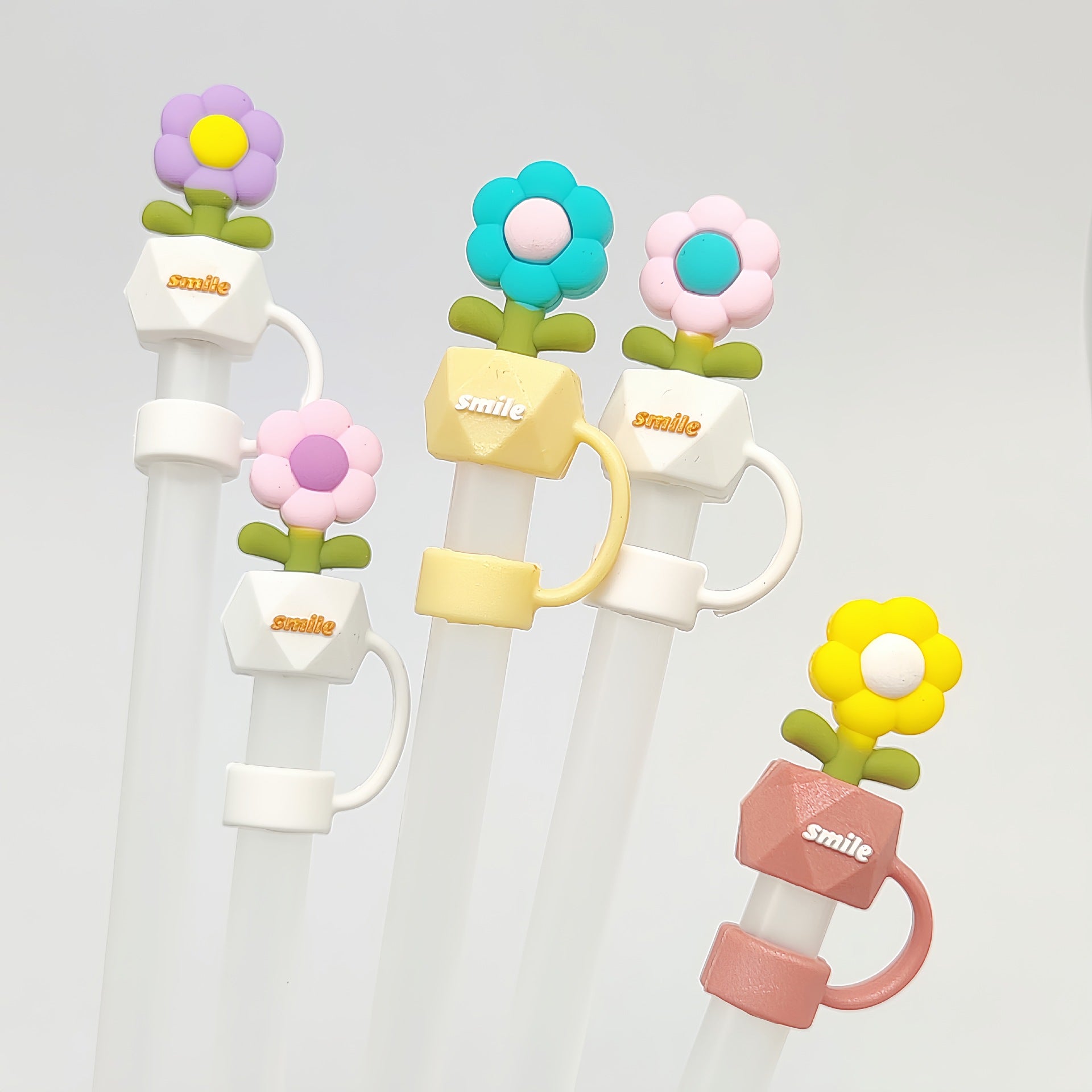 Wholesale New Food Grade Sunflower Silicone Dustproof Straw Cap